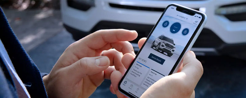 Driver starting car with FordPass app